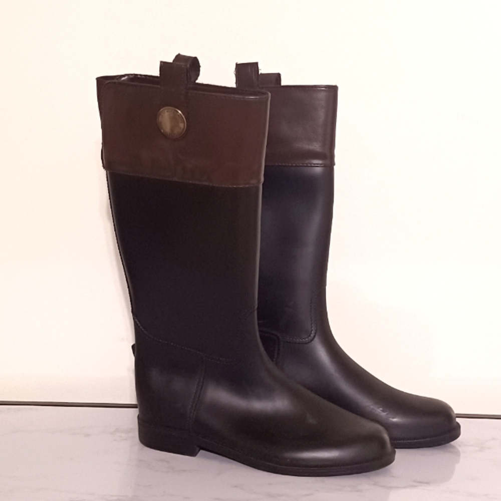 Banana Republic Black & Brown Rider Rainboots Women's Size 6